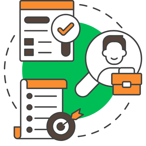a graphic of a man looking at a CNC job board