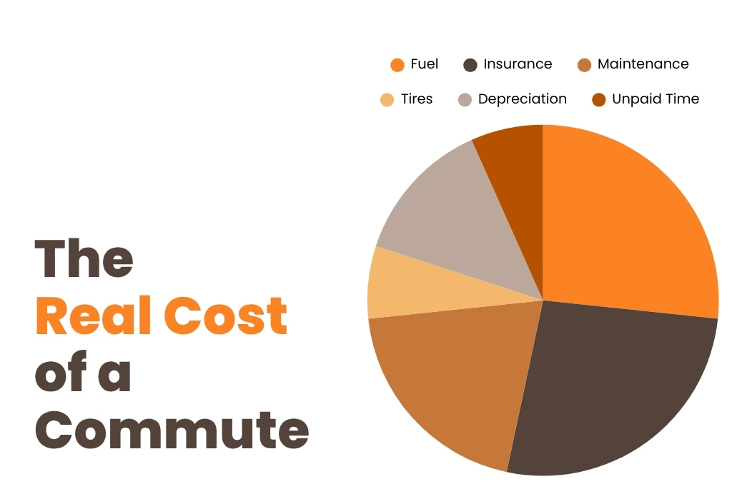 Pie chart of costs that are factored into a commute to work
